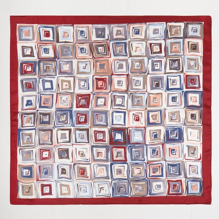 Modern Abstract Square Art Print Bandana Scarf - Red