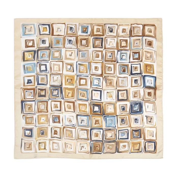 Modern Abstract Square Art Print Bandana Scarf - Taupe