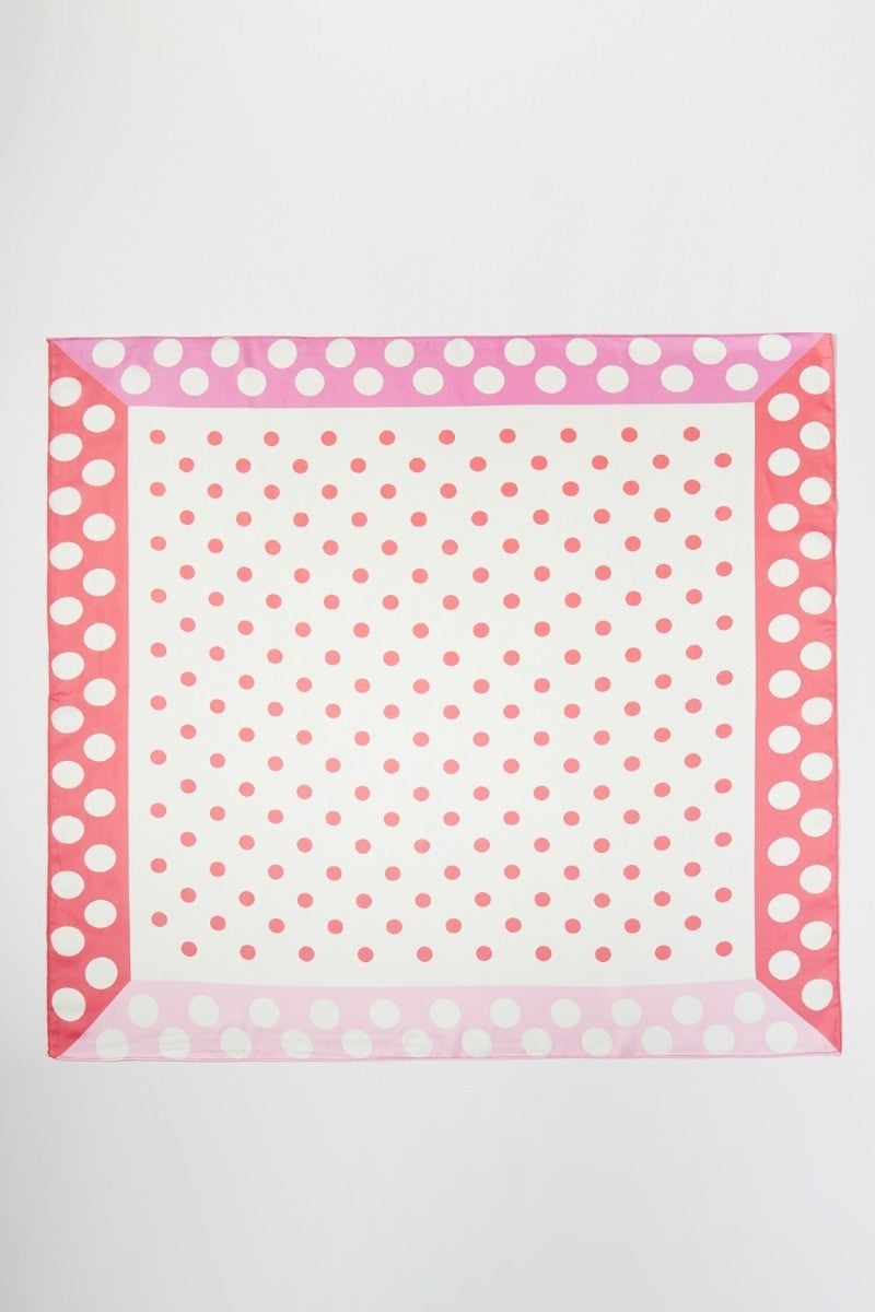 Contrasting Border Polka Dot Square Bandana Scarf