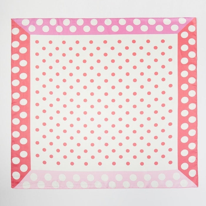 Contrasting Border Polka Dot Square Bandana Scarf - Pink