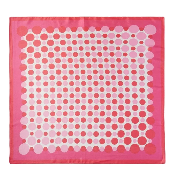 Multi Color Polka Dot Print Square Bandana Scarf - Pink