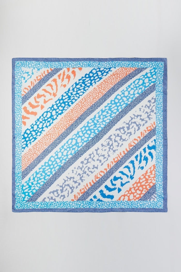 Striped Animal Print Square Bandana Scarf