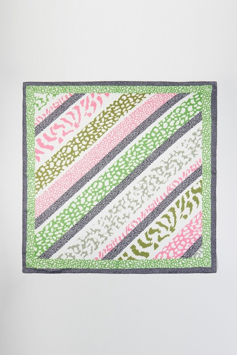 Striped Animal Print Square Bandana Scarf