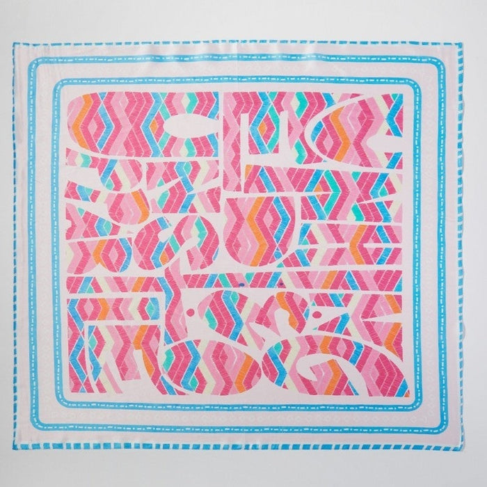 Abstract Tribal Print Square Bandana Scarf - Blue