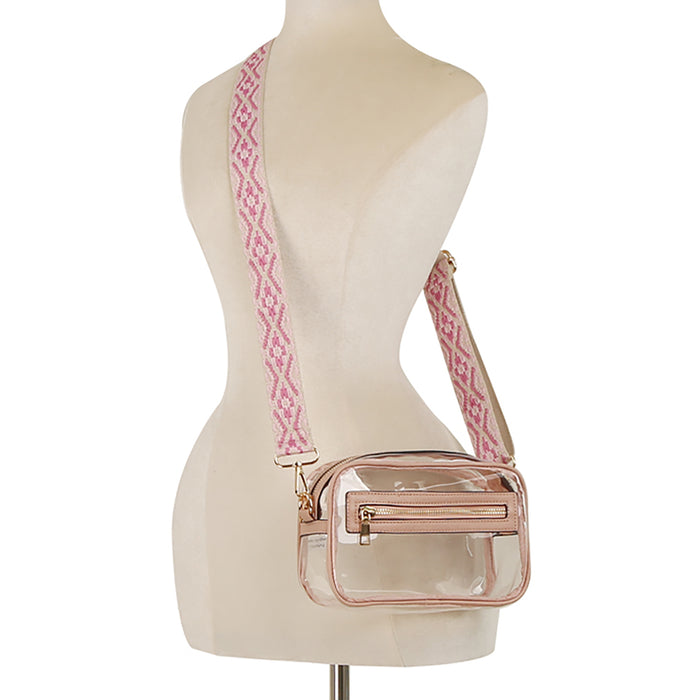 Clear Chic Strap Crossbody Bag - Brown