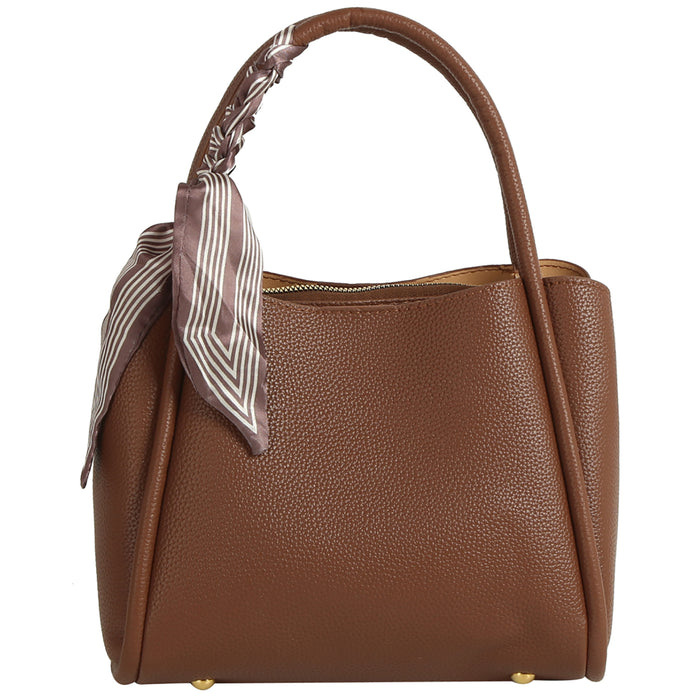 Marielle Scarf Top Handle Satchel - Brown