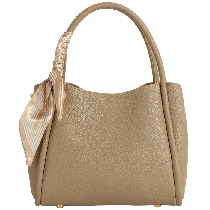 Marielle Scarf Top Handle Satchel - Mocha