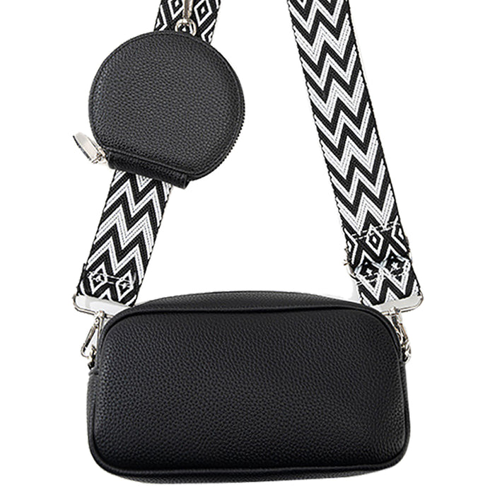 Chic Versa Strap Crossbody with Coin Pouch - Black