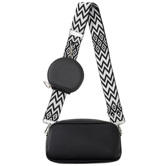 Chic Versa Strap Crossbody with Coin Pouch - Black