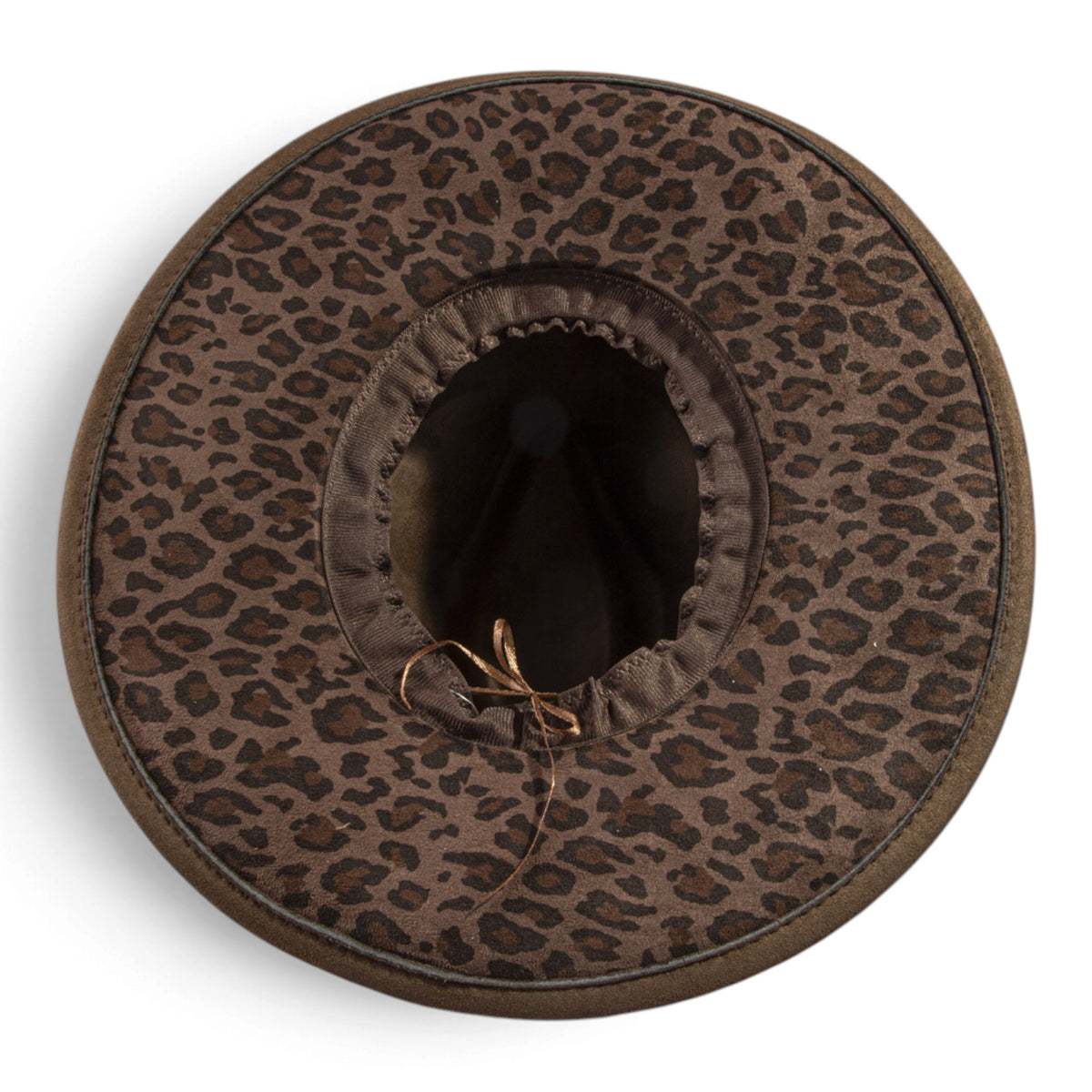 Dark brown leopard-print underbrim lining with black inner band