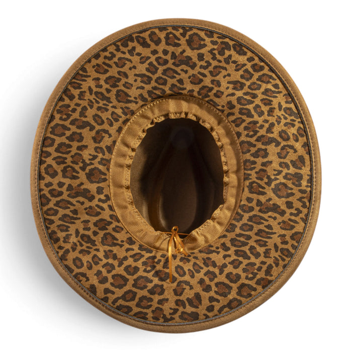 Hidden Wild Leopard Underbrim Fedora - Light Brown