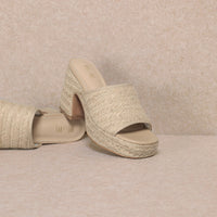 Amelia Raffia Platform Mule Heel