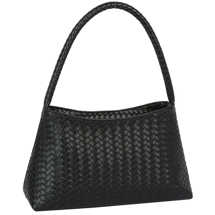 Santorini Woven Shoulder Bag - Black
