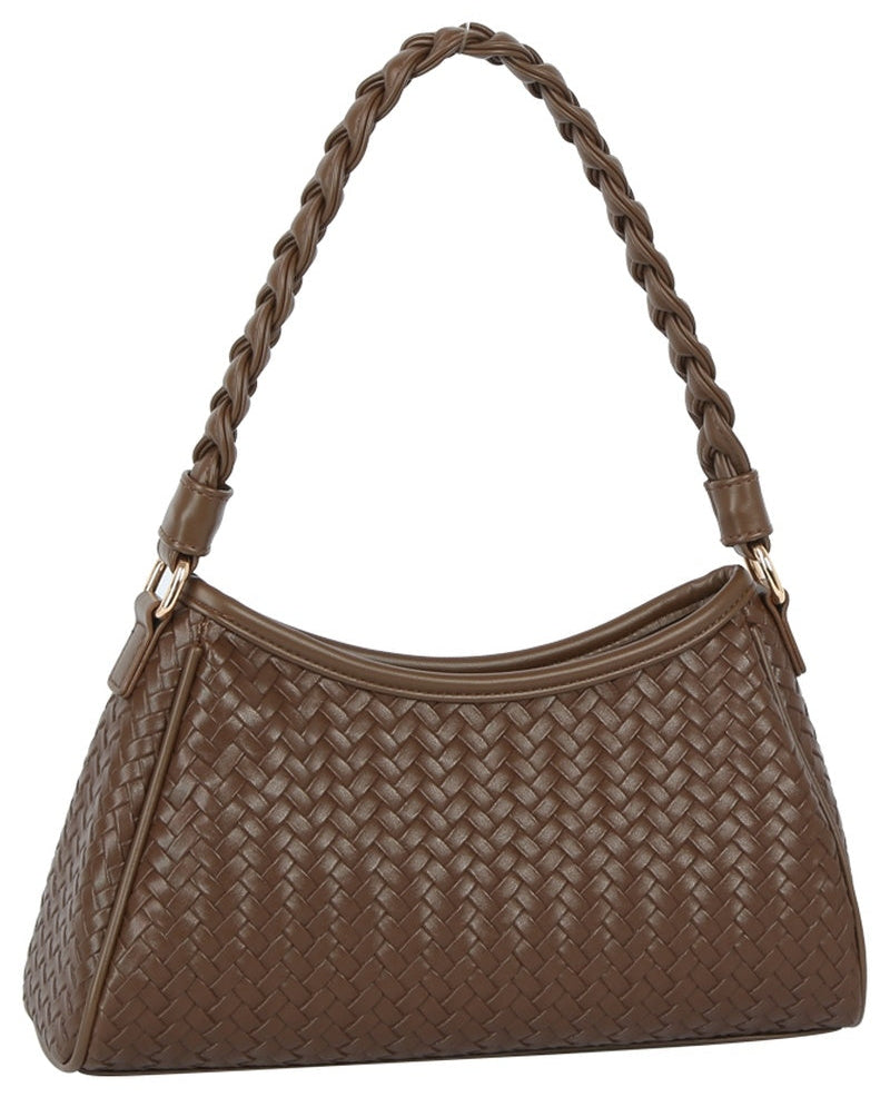 Del Mar Braided Handle Woven Shoulder Bag