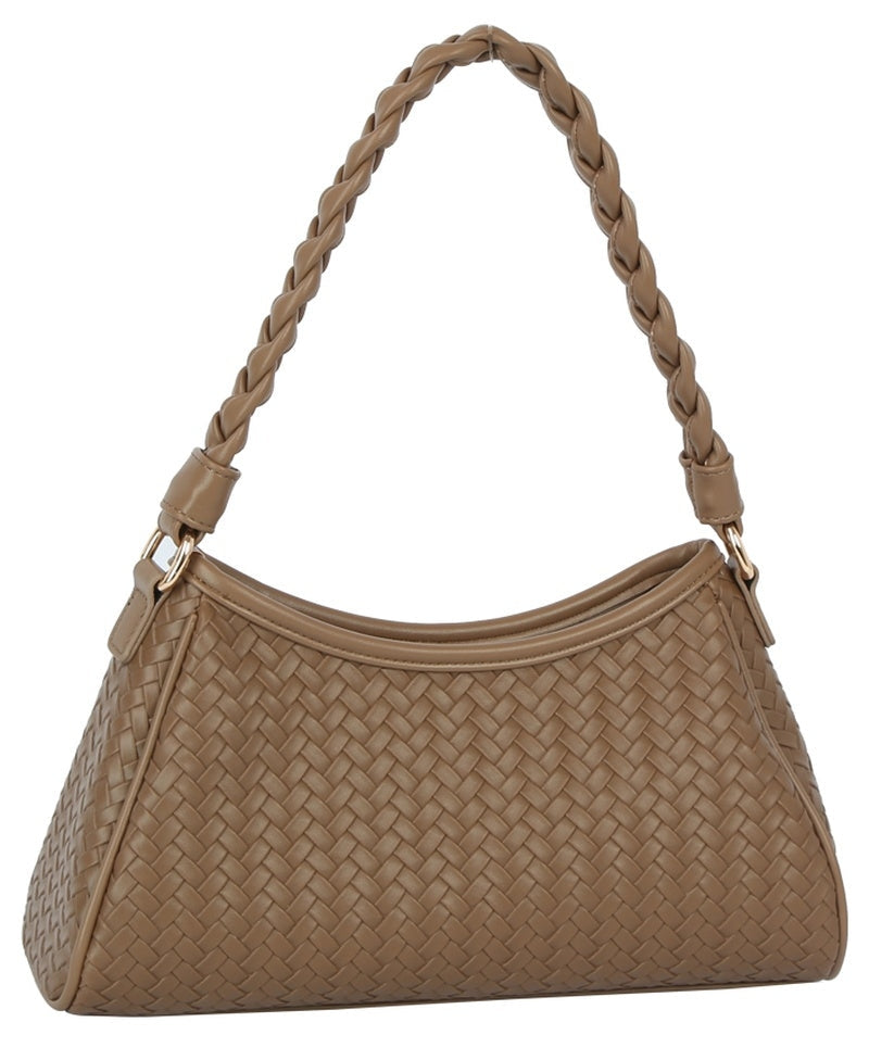 Del Mar Braided Handle Woven Shoulder Bag