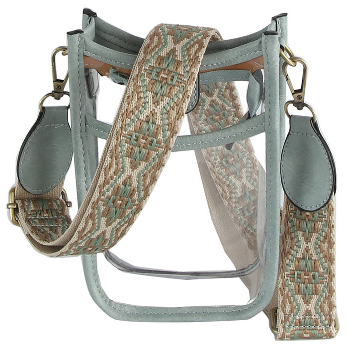 Boho Clear Strap Crossbody Bag - Blue