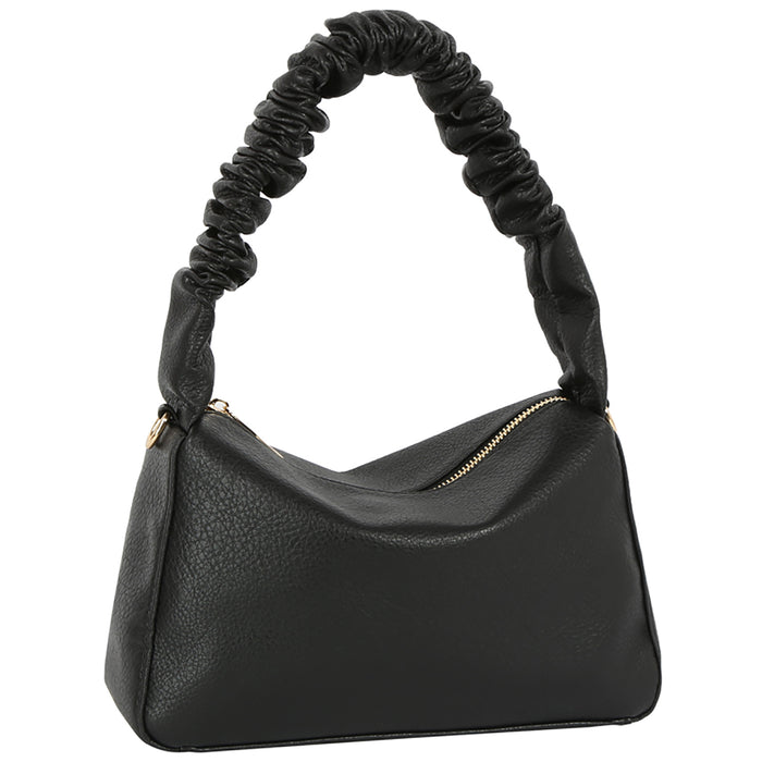 Golden Hour Ruched Shoulder Bag - Black