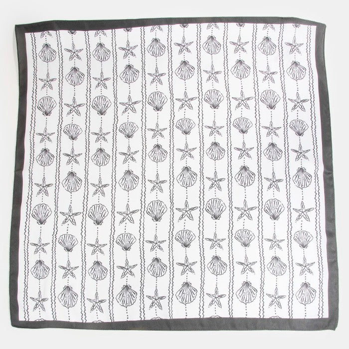 Sealife Seashells And Starfish Bandana Scarf - Black