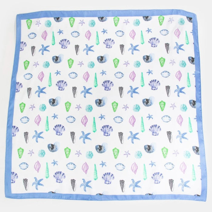 Multi Sealife Seashells Bandana Scarf - Blue