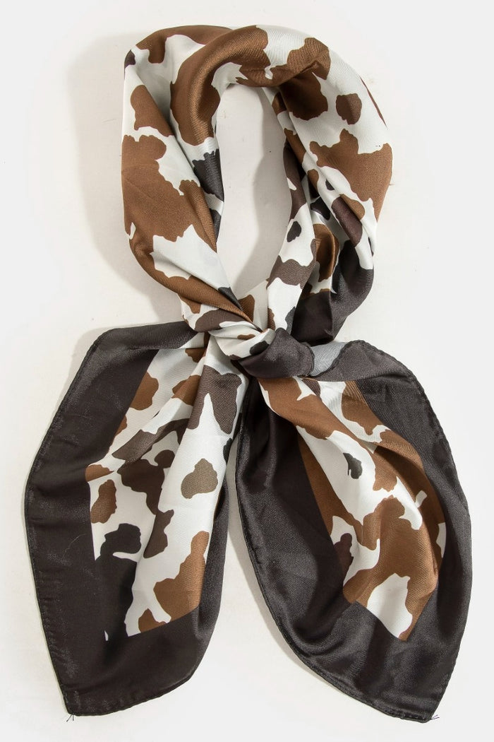 Black And Brown Cow Print Square Scarf