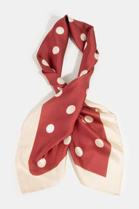Burgandy Beige Polka Dot Square Scarf