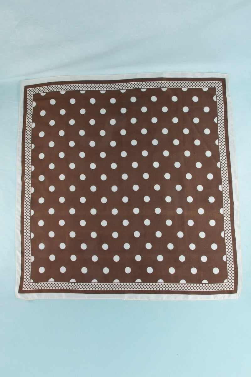 Polka Dot With Dotted Border Print Satin Square Scarf