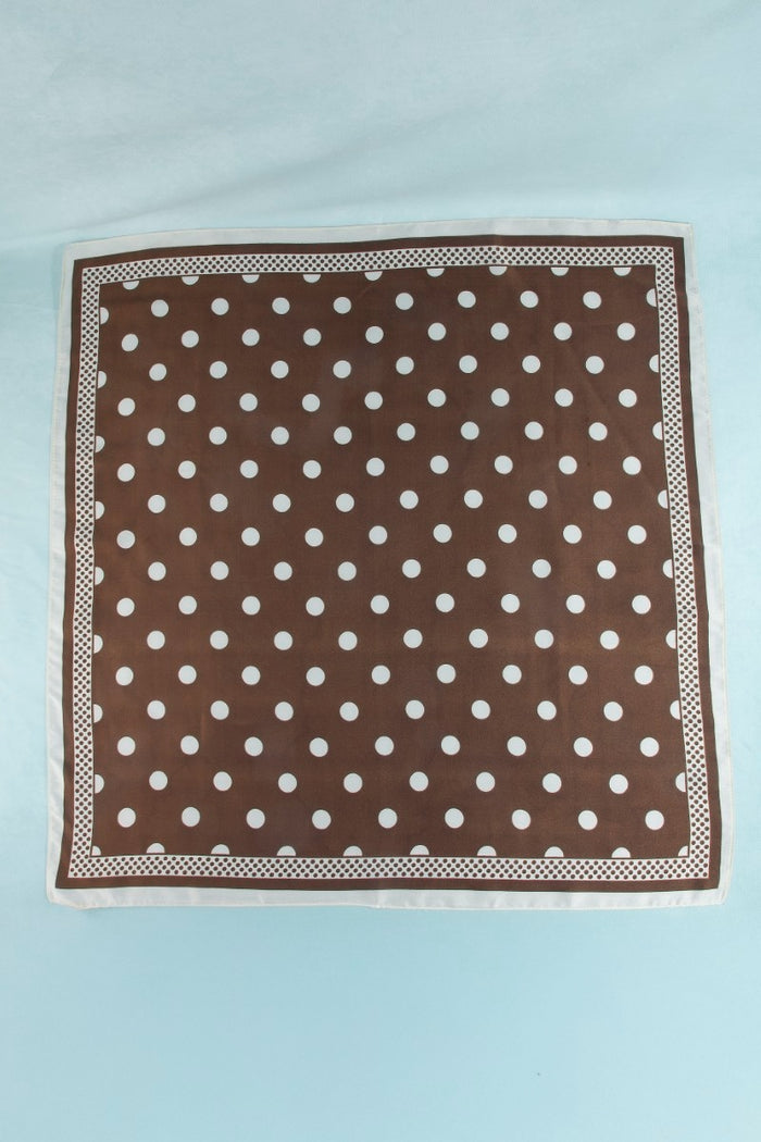 Polka Dot With Dotted Border Print Satin Square Scarf