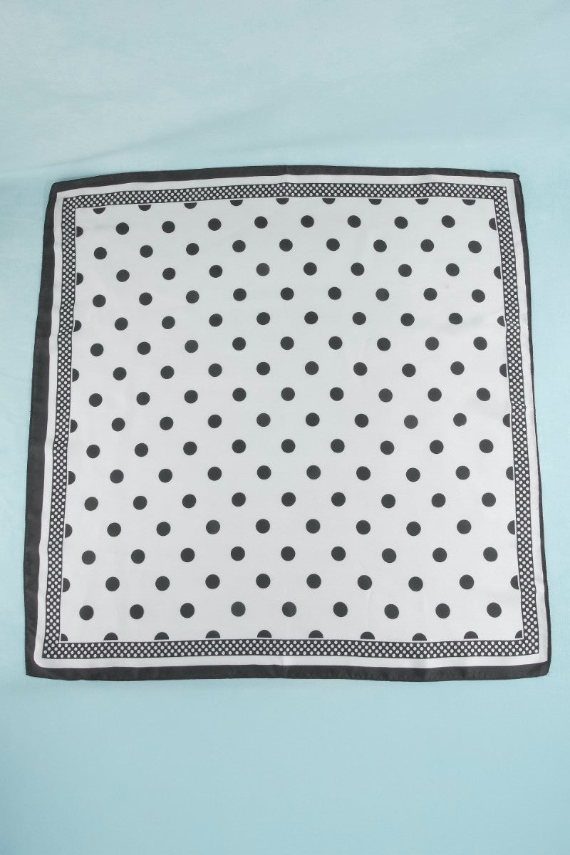 Polka Dot With Dotted Border Print Satin Square Scarf