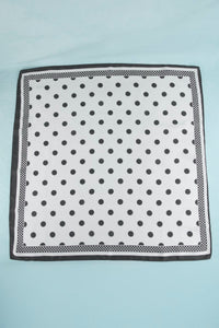 Polka Dot With Dotted Border Print Satin Square Scarf