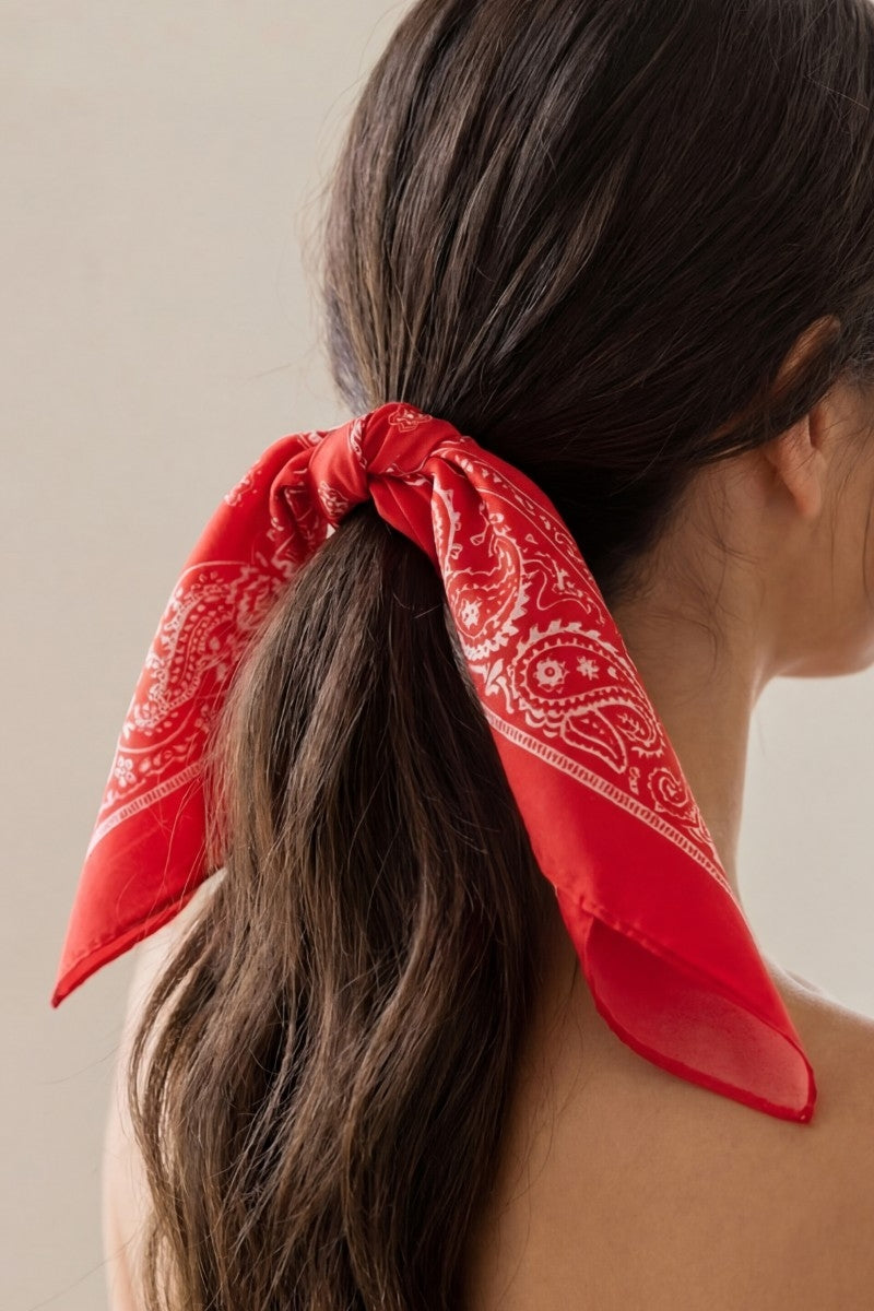 Multi-Patchwork Bandana Paisley Print Satin Square Scarf
