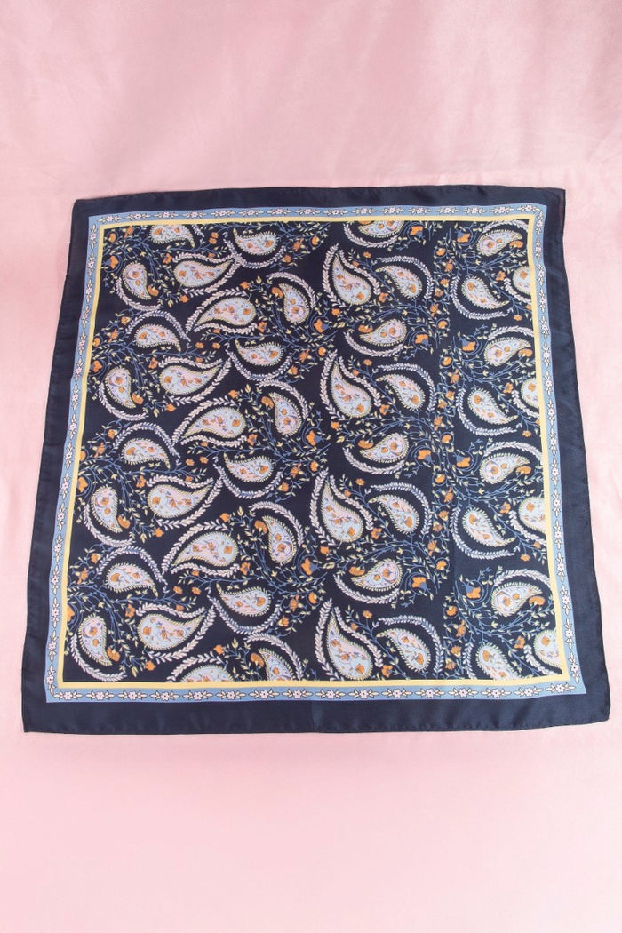 Paisley Floral Print Satin Square Scarf