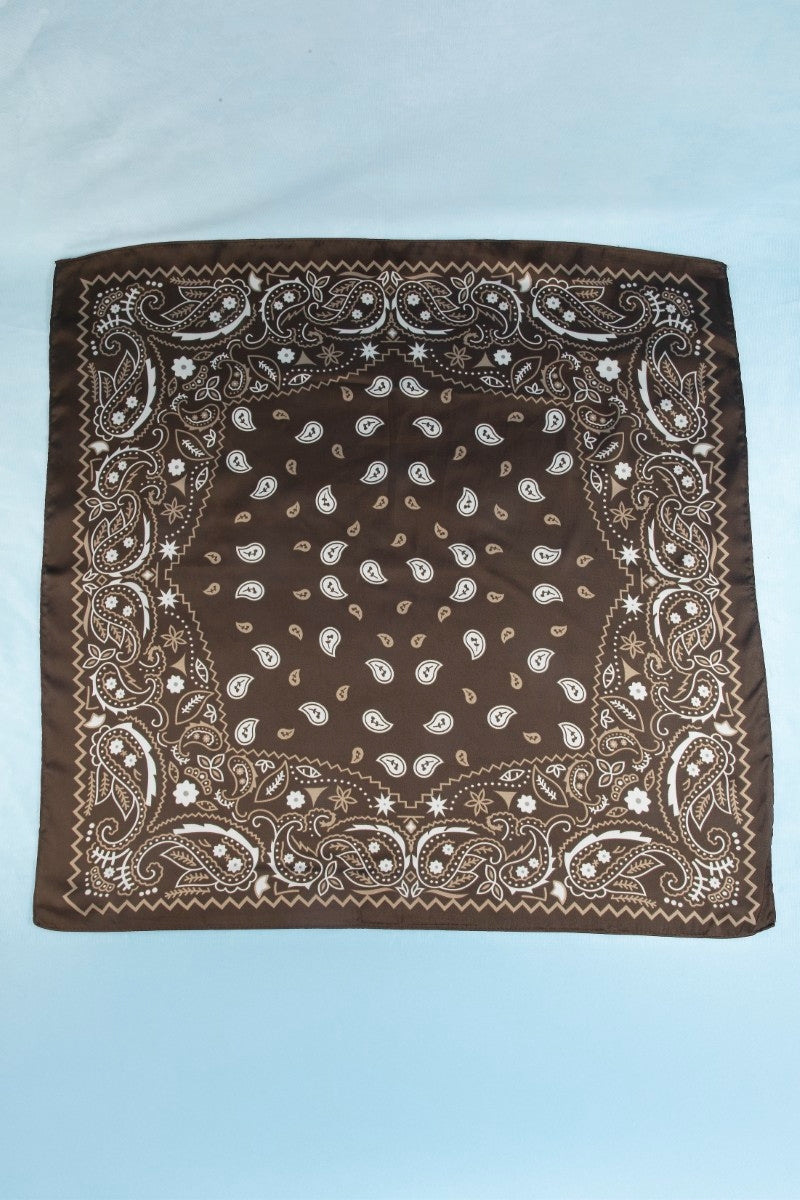 Paisley Print Satin Square Bandana Scarf
