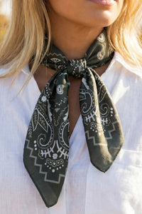 Paisley Print Satin Square Bandana Scarf