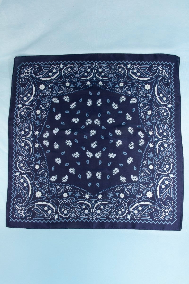 Paisley Print Satin Square Bandana Scarf