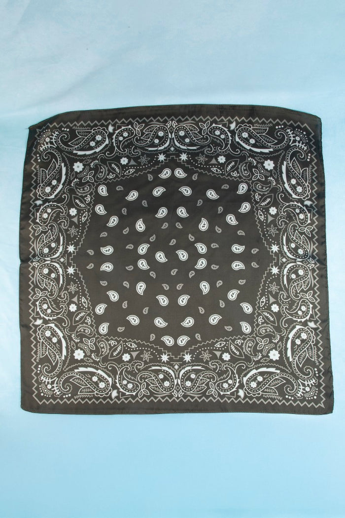 Paisley Print Satin Square Bandana Scarf