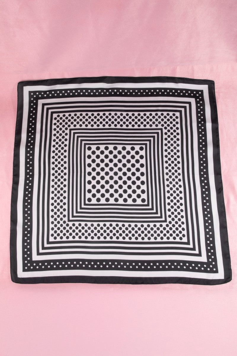 Polka Dot Concentric Square Print Satin Scarf
