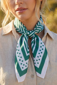 Polka Dot Concentric Square Print Satin Scarf