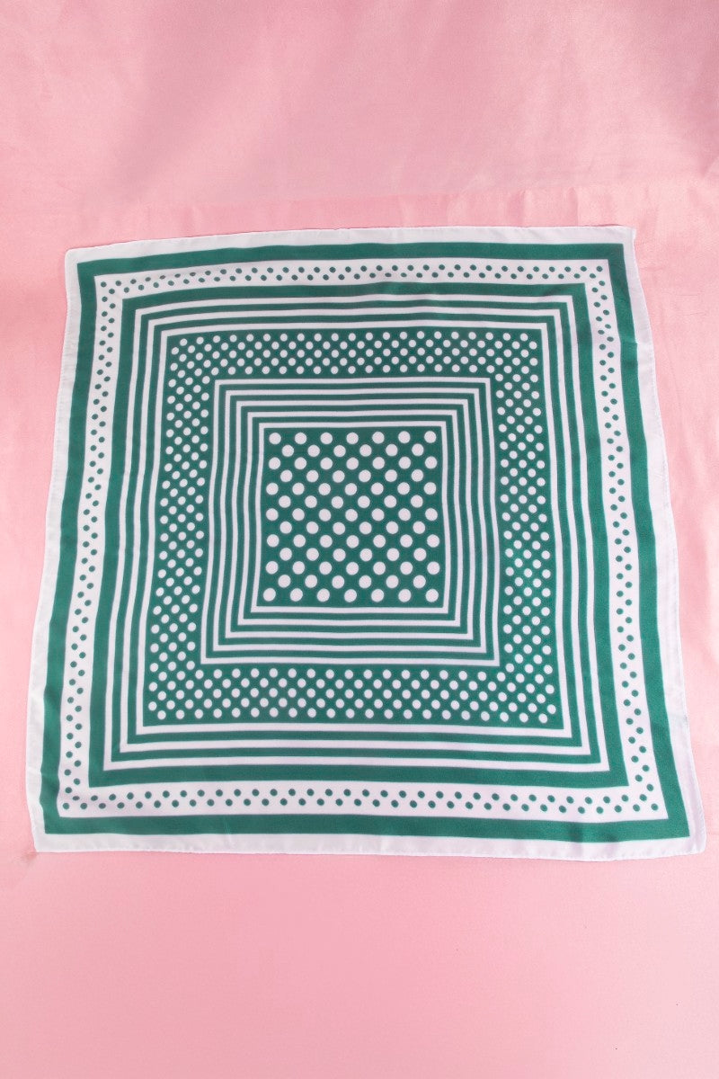 Polka Dot Concentric Square Print Satin Scarf