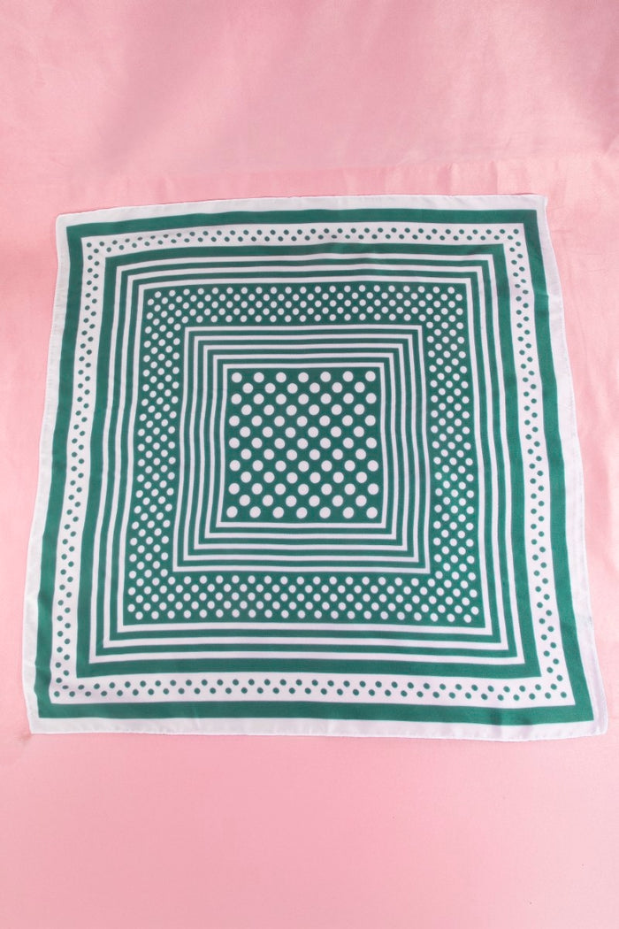 Polka Dot Concentric Square Print Satin Scarf