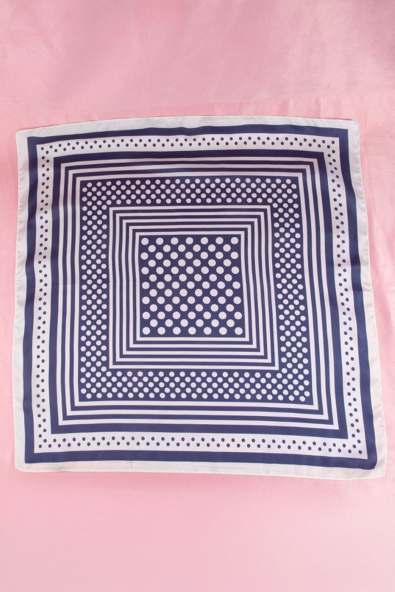 Polka Dot Concentric Square Print Satin Scarf