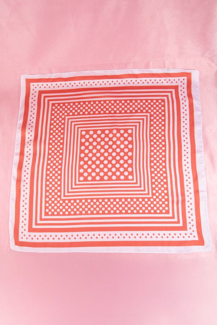Polka Dot Concentric Square Print Satin Scarf