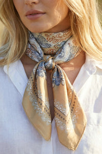Ornate Paisley Medallion Print Satin Square Scarf