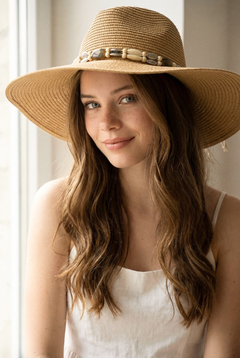 Assorted Beads Summer Straw Hat