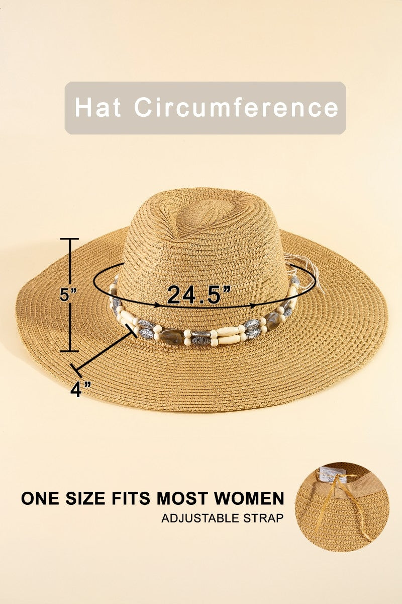 Assorted Beads Summer Straw Hat