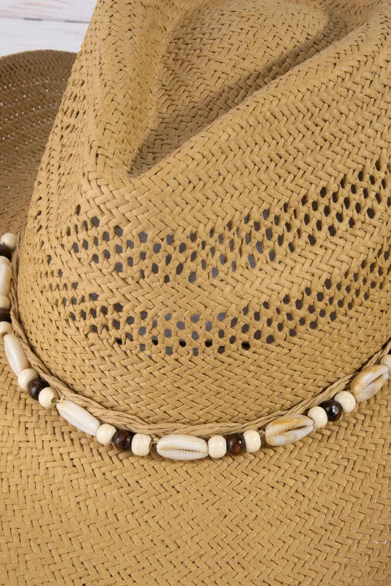 Cowrie Shell Cowboy Straw Hat