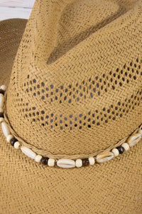 Cowrie Shell Cowboy Straw Hat
