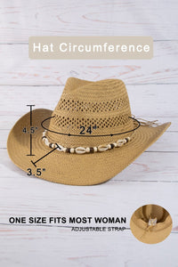 Cowrie Shell Cowboy Straw Hat