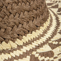 Aztec Patterned Brim Two Tone Straw Cowboy Hat