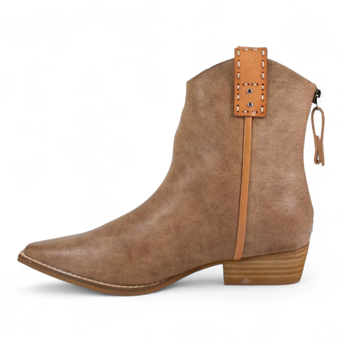 Abby Western Cowboy Ankle Booties - Taupe