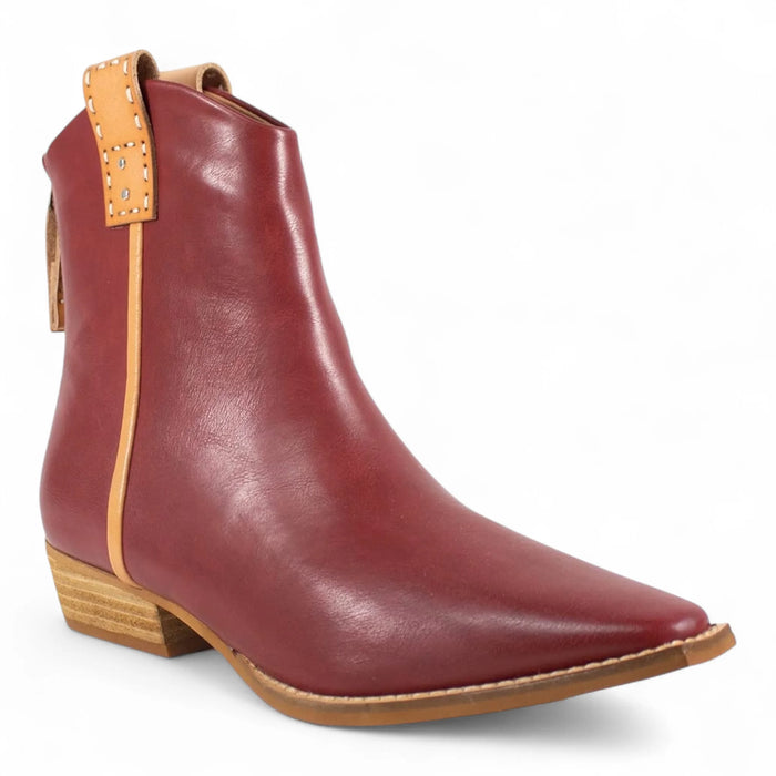 Abby Western Cowboy Ankle Booties - Cognac